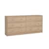 Tvilum Portland 6-Drawer Double Dresser in Oak 26.89 in. H x 56.34 in. W x 12.46 in. D 70328hlhl