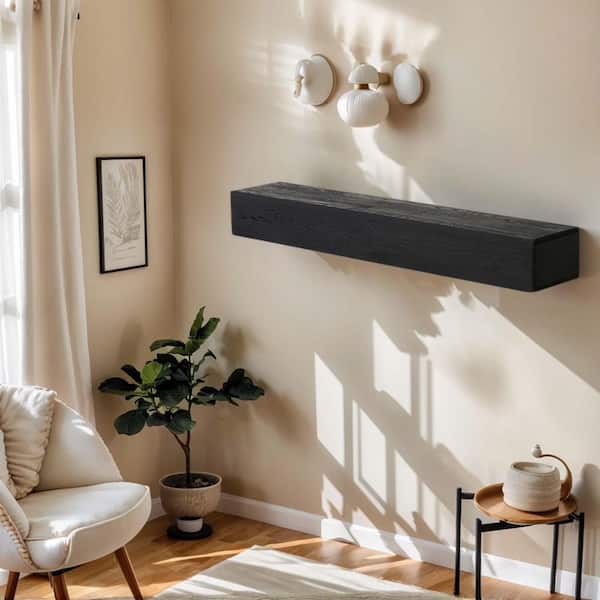 48 in. W x 9 in. D Black Floating Display Shelf Decorative Wall Shelf, Wall-Mounted Mantles for Over Fireplace
