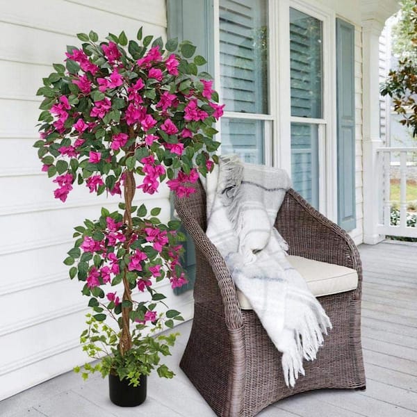 Unbranded 5 ft. Pink Indoor Artificial Bougainvillea Tree in Pot HDF5WDTY9B