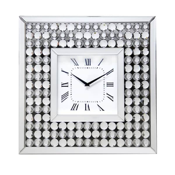 Furniture of America Rhaeger Silver Wall Clock