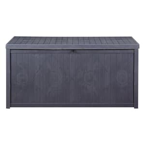 114 Gal. PP Patio Outdoor Storage Deck Box Gray with Gas Shock Closure