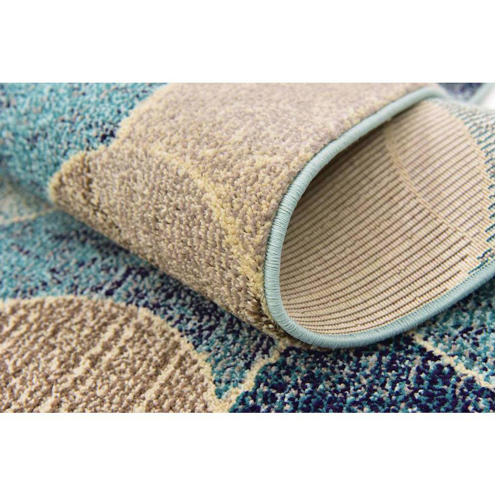 Navy Blue Abstract Synthetic 4' x 6' Stain-Resistant Rug