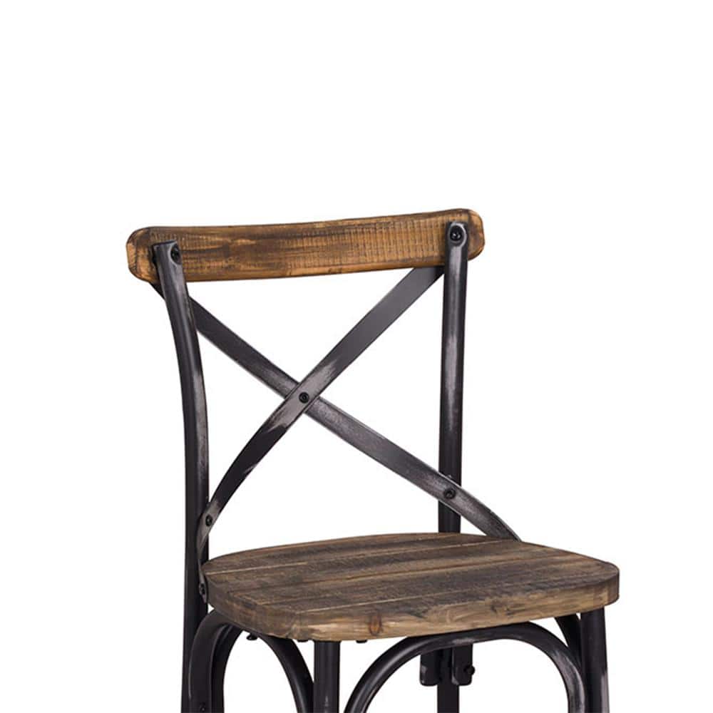 Vintage Walnut and Antique Black Metal Bar Chair, 43"