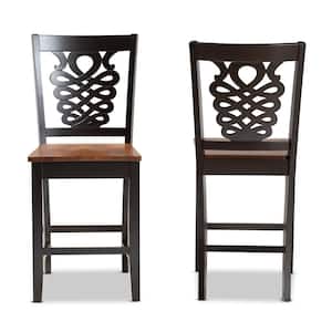 Gervais 24.2 in. Walnut Brown and Dark Brown Counter Stool (Set of 2)