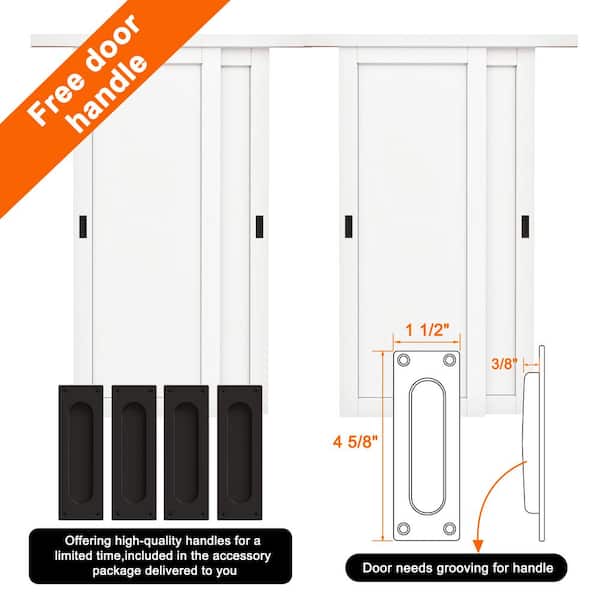 96 in. x 80 in. Paneled 1-Lite Blank Pattern White Primed MDF Sliding Door with Hardware Kit