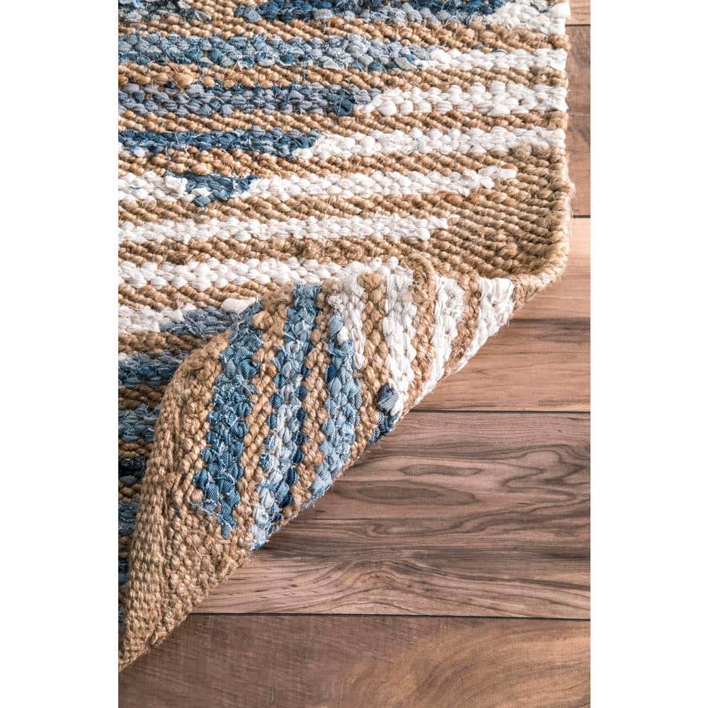 Handmade Off-White Cotton & Jute Braided 30" Runner Rug