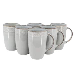 Jasper 6 Piece 22 Ounce Stoneware Tall Latte Cup Set in Grey