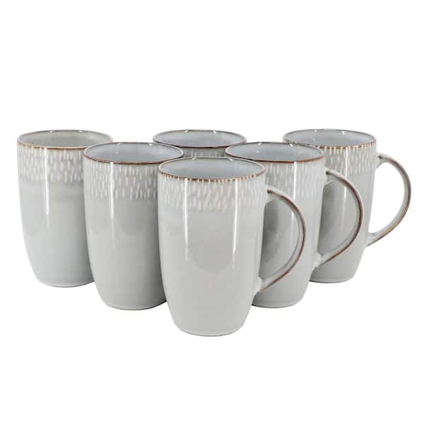 Meritage Jasper 6 Piece 22 Ounce Stoneware Tall Latte Cup Set in Grey