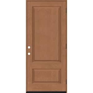 Regency 36 in. W. x 80 in. 2-Panel 3/4 sq. Top LHOS Autumn Wheat-Stained Fiberglass Prehung Front Door