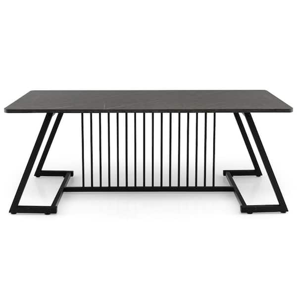 Costway 48 in. Black Modern Specialty Wood Coffee Table Stylish End Table W/Spacious Tabletop For Living Room
