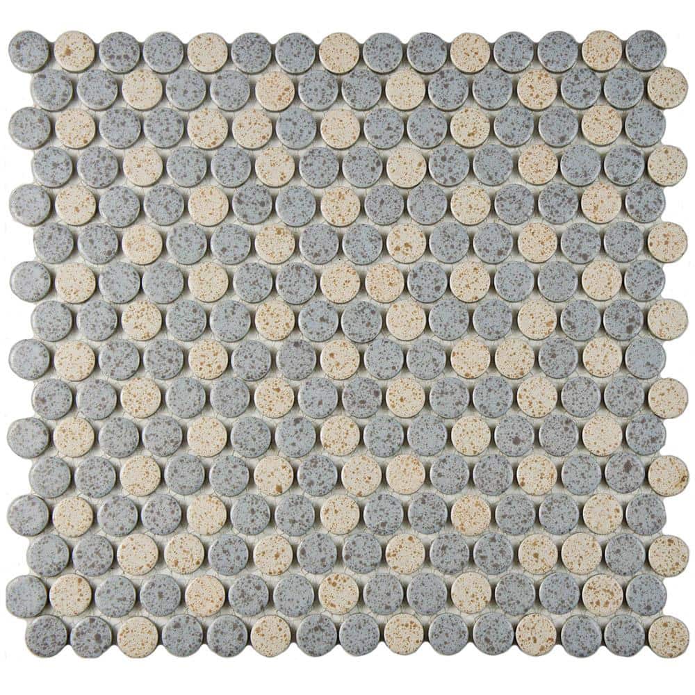 Hudson Penny Round Cookies/Cream 6 in. x 6 in. Porcelain Mosaic Take Home Tile Sample price history on PriceWatchPro
