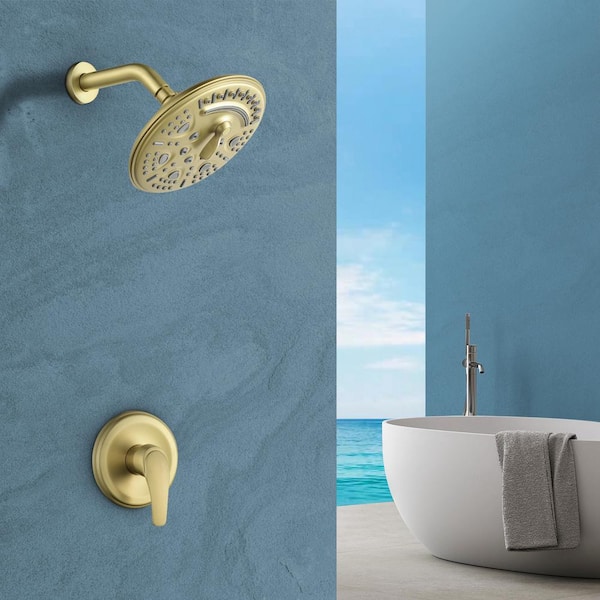 Single-Handle 6-Spray Shower Faucet in Brushed Gold (Valve Included)