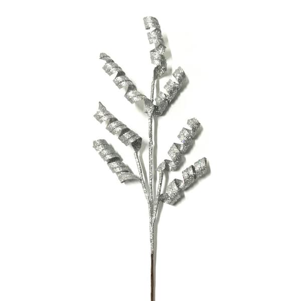 Home Accents Holiday 20 in. Decorative Spray-Silver Spiral