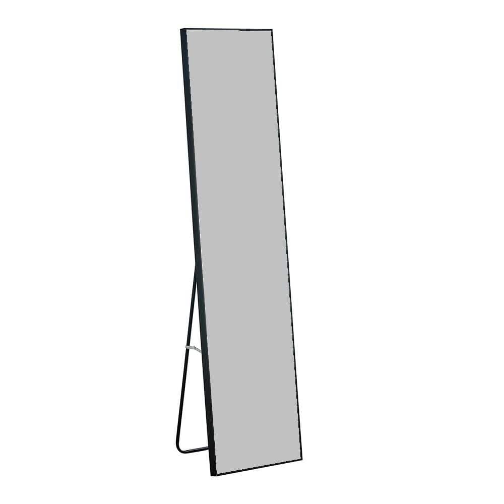 Black 15 in W x 57.8 in. H Modern Rectangle Glass Framed Mirror Wall Mirror