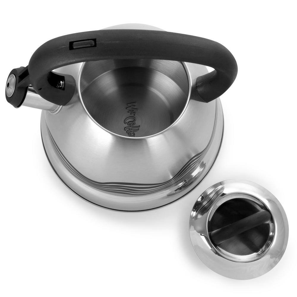 Cagliari 1.75 Quart Stainless Steel Whistling Tea Kettle with Color Changing Stripes
