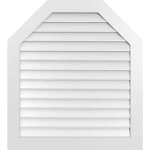 38 in. x 42 in. Octagonal Top Surface Mount PVC Gable Vent: Decorative with Standard Frame