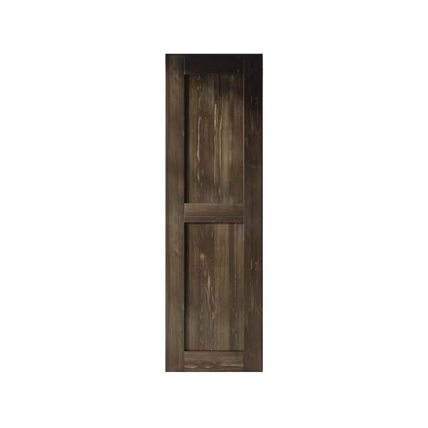 HOMACER 26 in. x 84 in. H-Frame Ebony Solid Natural Pine Wood Panel Interior Sliding Barn Door Slab with Frame