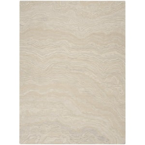Graceful Beige 8 ft. x 10 ft. Abstract Contemporary Area Rug