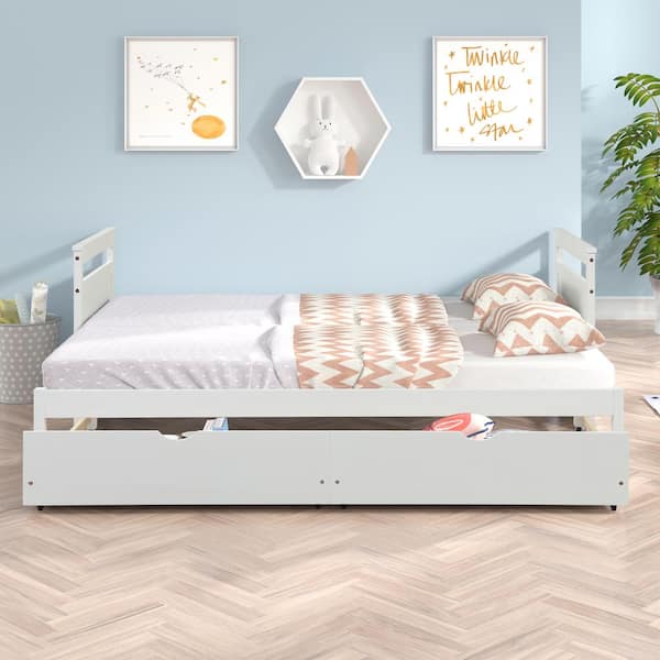 Pellen Stressvol pensioen Seafuloy White Twin Adjustable Platform Bed with 2-Drawers L-41696-697 -  The Home Depot