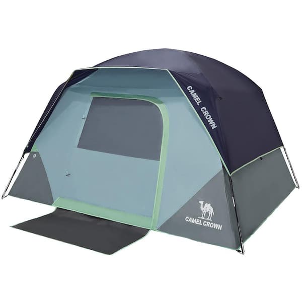 Angel Sar 4-Person Waterproof Folding Camping Tent in Navy Blue for Family Hiking
