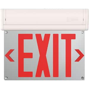 Basics Edge-Lit 120-Volt Integrated LED White Surface Mount Exit Sign with Red Letters