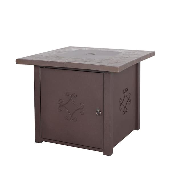 Nuu Garden 30 in. Square Outdoor Propane Gas Fire Pit Table with Cover with 50000 BTU