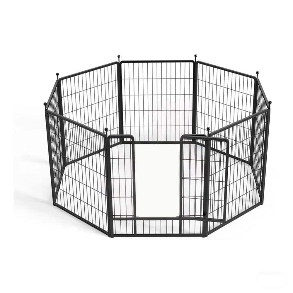 Dog Playpen, 32 in. H 8 Panels Fence Indoor Outdoor Heavy-Duty Metal Foldab