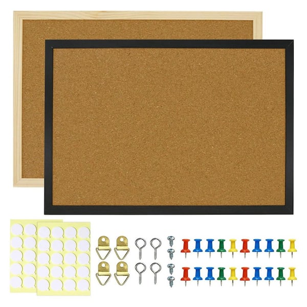 Afoxsos 17.7 x 13.3 Rectangular Black Framed Corkboard Dense Cork Surface Self-Healing Vision Board for Home Office School Decor