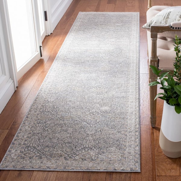 Webster 3 ft. x 10 ft. Gray/Beige Distressed Ornate Oriental Runner Rug