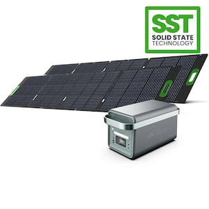Solid-State Solar Battery Generator 2,000W (1,326Wh) Button Start with 400W (2x 200W) Solar Panels, Camping, Home, RV