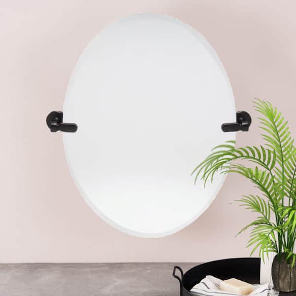 Dreamwerks 21 in. W x 24 in. H Frameless Oval Bathroom Vanity Mirror in Bronze