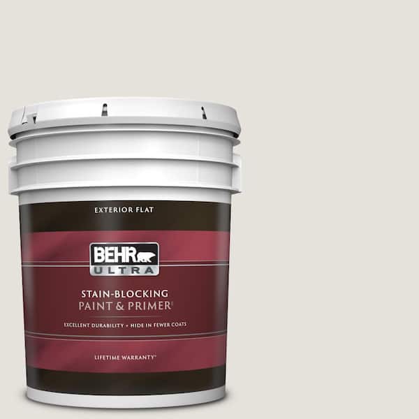 BEHR ULTRA 5 gal. #PPU18-08 Painters White Flat Exterior Paint & Primer