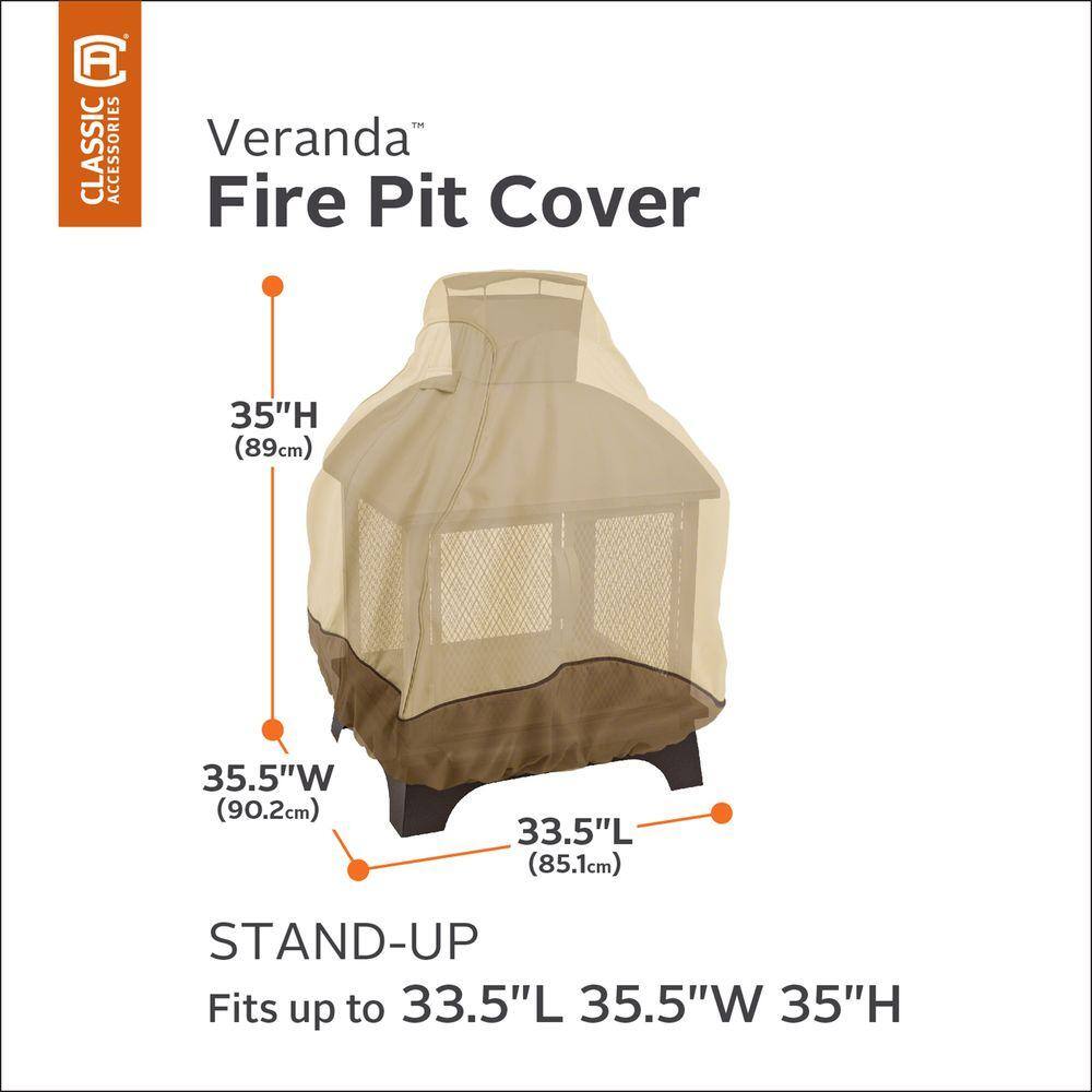 Veranda Water-Resistant Beige and Brown Fire Pit Cover