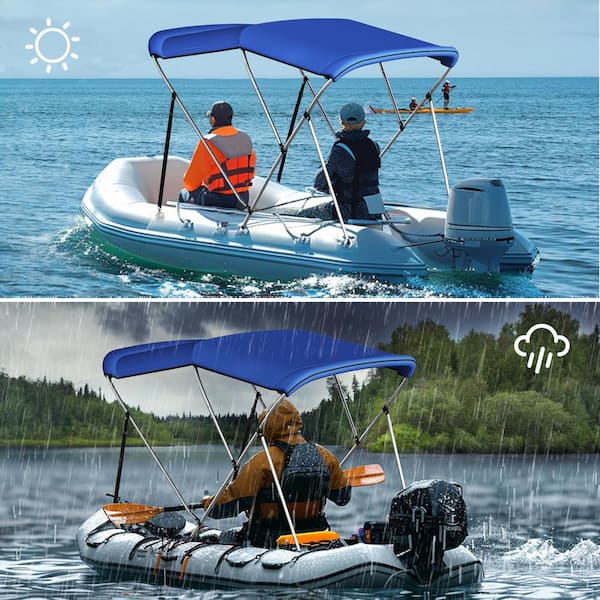 BOZTIY 3 Bow Bimini Top Cover Sun Shade Boat Cover 6 ft. L x