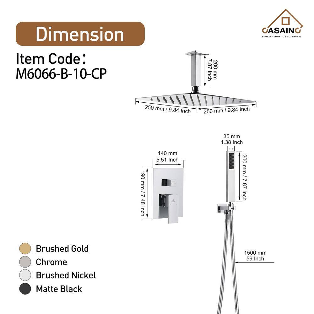 Large Chrome Dual Square Ceiling Mounted Rain Shower System