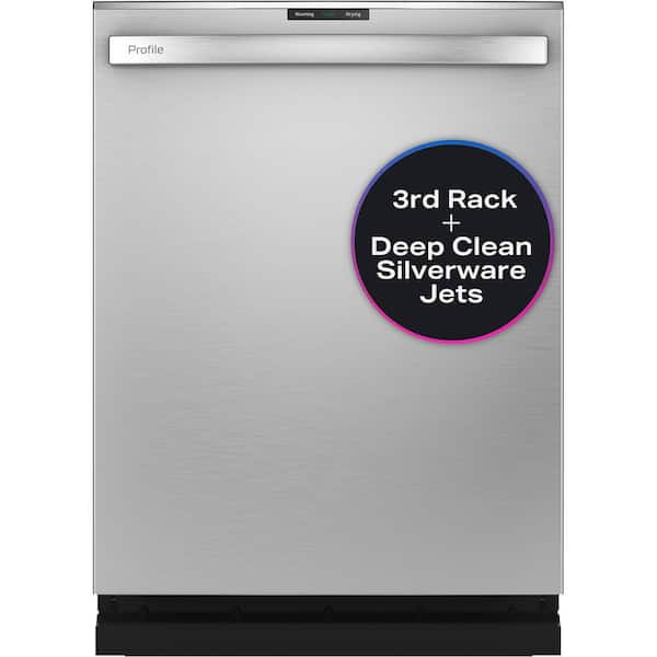 GE 24 in. Built-In Top Control Fingerprint Resistant Stainless Steel Dishwasher w/Stainless Tub, 3rd Rack, 45 dBA