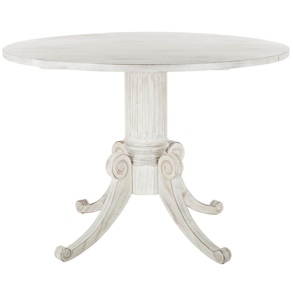 Round White Reclaimed Wood Extendable Dining Table
