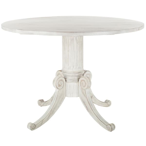 Safavieh Forest Antique White Drop Leaf, Round White Dining Table With Leaf