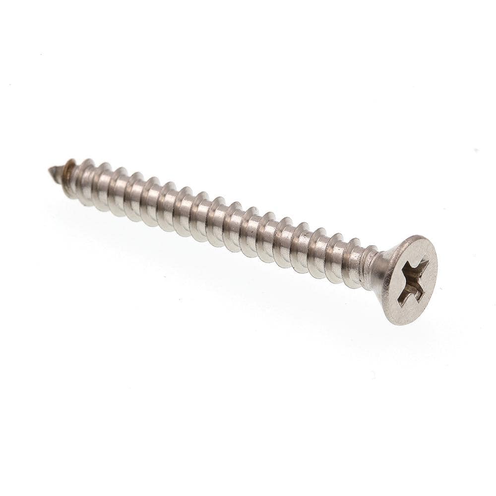 AISI 316 Stainless Steel #8 X 1-1/2 Flat Phillips Drive TypeA Self-Tapping Sheet Metal Screws 125 pcs