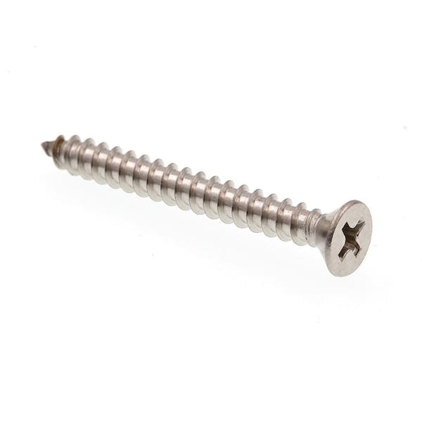 Prime-Line #8 X 1-1/2 in. Grade 18-8 Stainless Steel Phillips Drive Flat Head Self-Tapping Sheet Metal Screws (100-Pack)