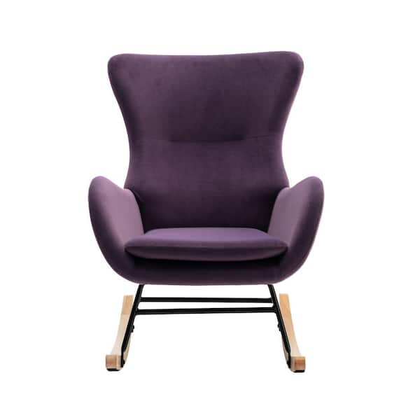 STICKON Purple Velvet Rockers Chair (Set of 1)