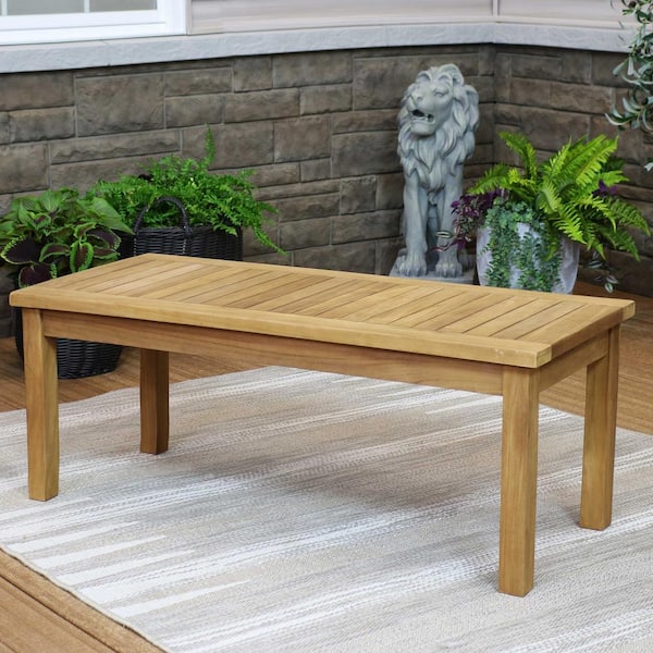 Sunnydaze 45 in. Teak Wooden Stain Finish Outdoor Patio Sunnydaze 45 in. Teak Wooden Stain Finish Outdoor Patio