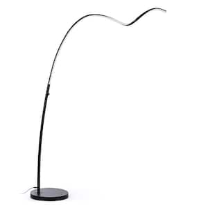 Spiral 78 in. Black Integrated Dimmable LED Tube Arc Floor Lamp