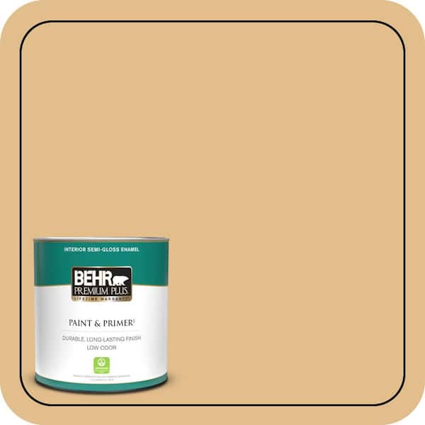 BEHR PREMIUM PLUS 1 qt. #330D-4 Warm Muffin Semi-Gloss Enamel Low Odor Interior Paint & Primer