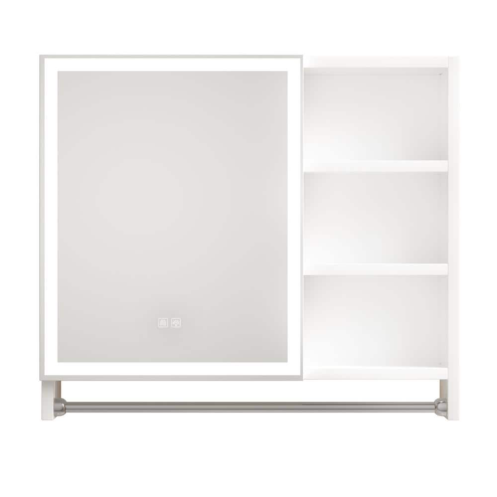 32 in. W x 28 in. H Rectangle Aluminium LED Medicine Cabinet with Mirror De