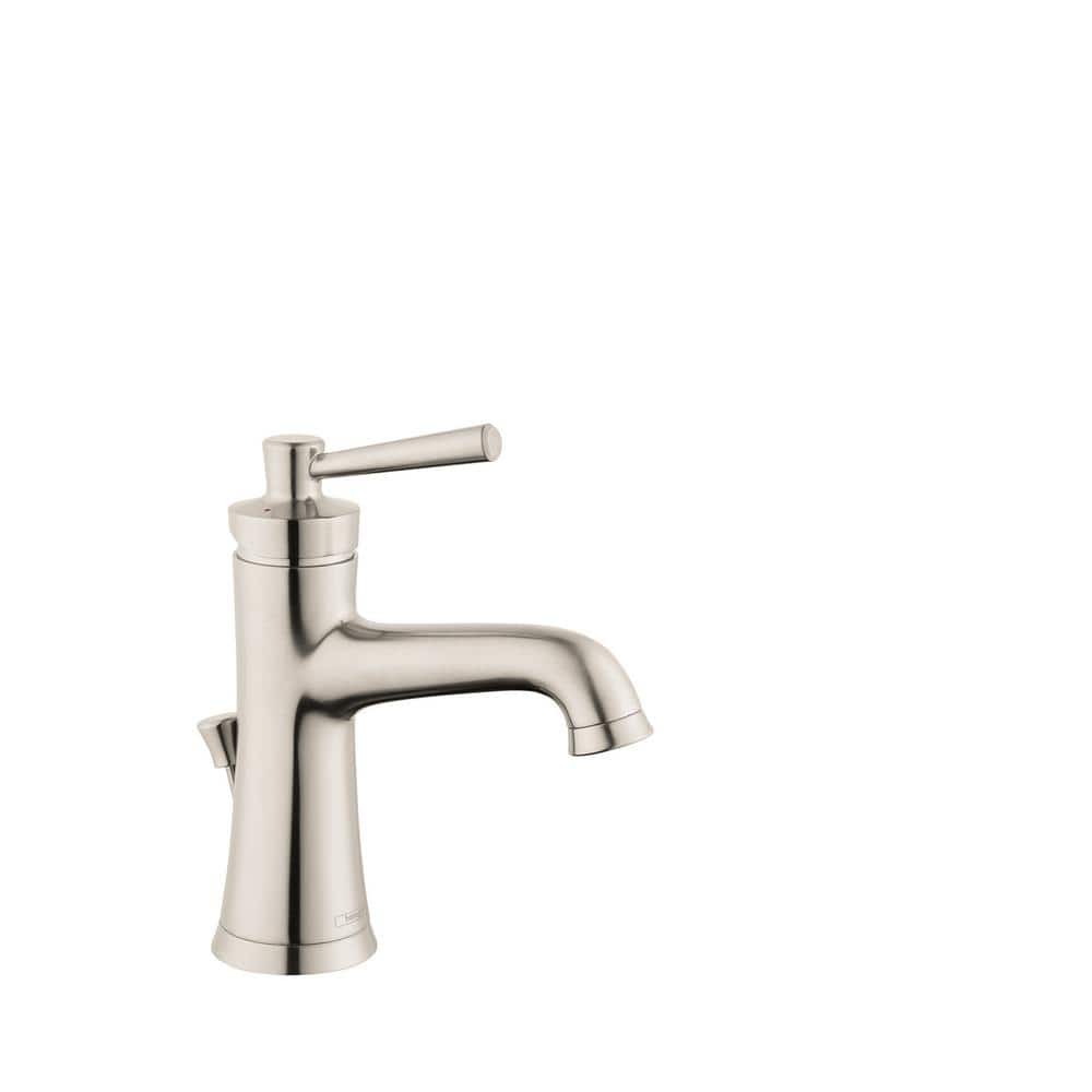 Brushed Nickel Single-Hole Bathroom Faucet with Pop-Up Drain