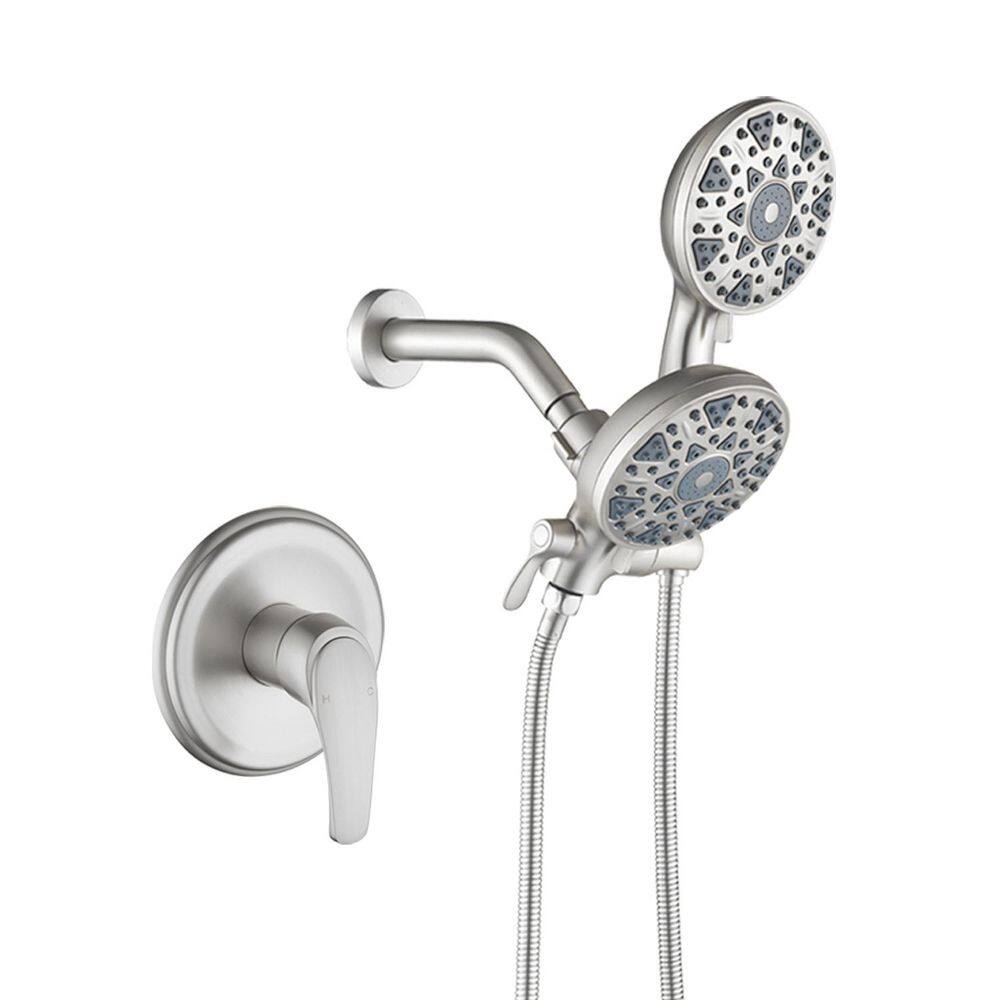 Single Handle Dual Head 2-Spray Shower Faucet, 2.5 GPM with Easy to Install Pressure Balancing Valve in Brushed Nickel price history on PriceWatchPro