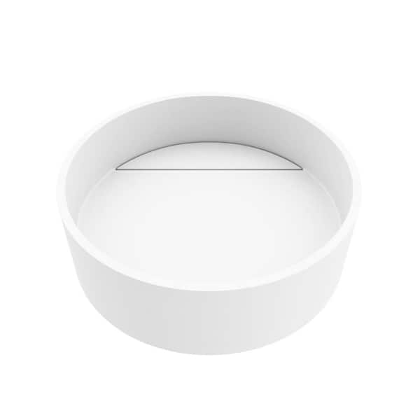 VIGO Montauk Modern White Matte Stone 15 in. L x 15 in. W x 5 in. H Round Vessel Bathroom Sink