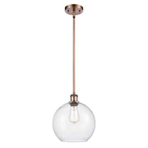 Athens 1-Light Antique Copper Globe Pendant Light with Seedy Glass Shade