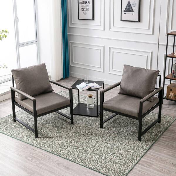 gray faux leather accent chairs